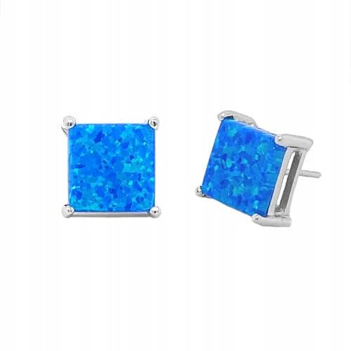 Boucles d'oreilles opale bleue argent 925 anti ternissement