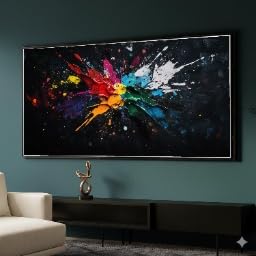 Toile explosion de couleurs salon deco murale abstraite sans cadre