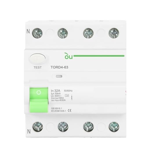 Disjoncteur différentiel type A tétrapolaire 32A 100mA haute capacité de coupure 6kA