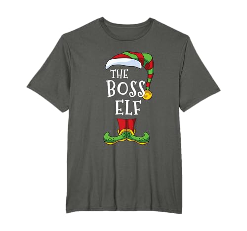 Image of Boss Elf Family Matching Christmas Group Funny T-Shirt