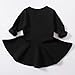 Infant Toddler Baby Girls Dress Black Ruffle Long Sleeves Cotton (12 Months, Black)