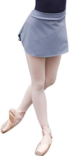 Daydance Gray Adult Ballet Skirt Pull On Elastic Mini Dance Skirt with Low Split