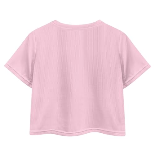 Image of Girls Fashion Crewneck Tee Shirts Casual Short Sleeve Crop Top Summer Outfits 5-14 Year