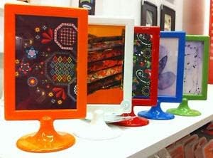 QQOUTLET Standing Frame Color Photo Frames 4 X 6 Each Frame Holds 2 Pictures Wedding, School ,Party Table Number (Orange)
