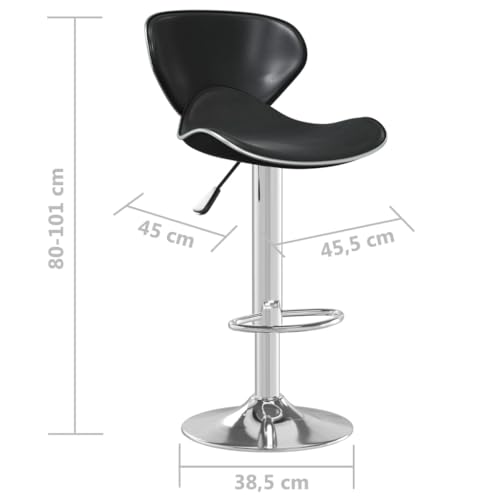 Chaise de bar minimaliste noire et tabouret de comptoir en acier chromé