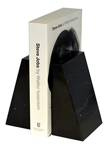 Jet Black Wedge Shaped Natural Polished Marble Bookends #TOP1