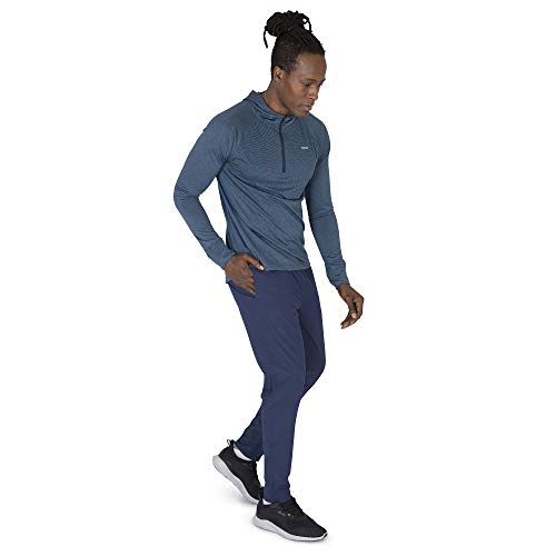 Layer 8 Men’s Joggers Woven Lightweight Athletic Gym To Work Stretch Sweatpants With Pockets And One Zip Pocket (Large Indigo-Delta) #TOP7