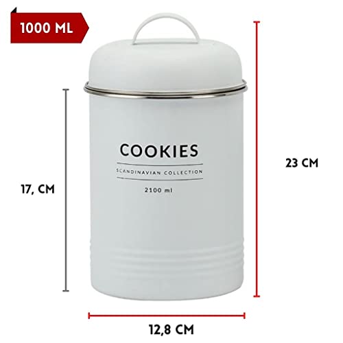 Lata Hermética para Biscoito de Metal Copenhag YOI 811500128 Branco 2,1L