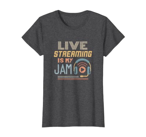 Live Streaming - Funny Web Streamer T-Shirt, Women, Dark Heather Grey, Small