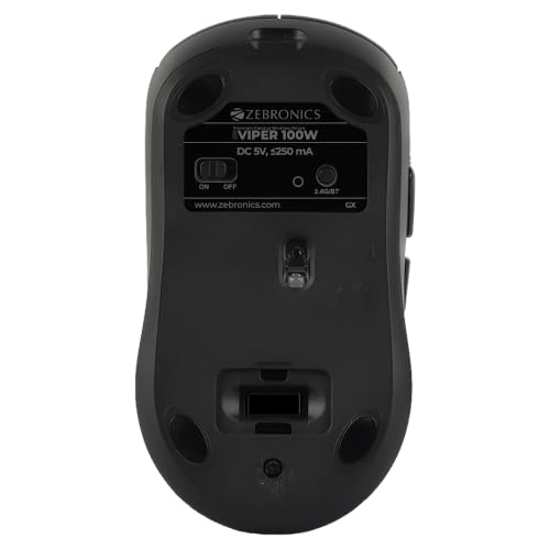 Image of Zebronics Viper 100W Premium Wireless Gaming Mouse, Tri-Mode Rechargeable, 1000Hz Polling Rate, 5 Programmable Buttons, Advanced Windows Software, up to 8000 DPI, Huano Switches, Gaming Grade Sensor