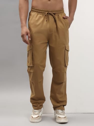 Image of Q - RIOUS Men's 6 Pocket Cotton Cargo Pants - Relaxed Fit Utility Trousers