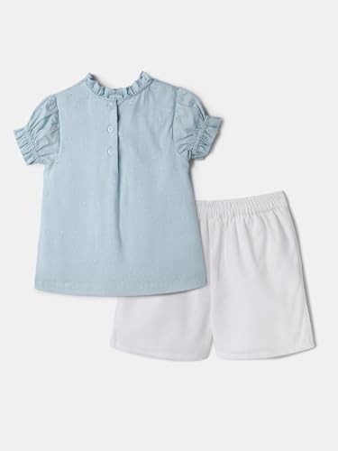 Image of Nautinati Baby Girls Printed Flutter Sleeve Top with Shorts Clothing Set | Age 0-3 Years