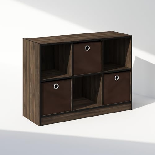 Furinno Cubic Closet Organizers and Storage, 6-Cube Closet Organizer with Bins, Open Shelf Storage, for Wardrobe, Bedroom, Living Room, Columbia Walnut by Furinno - Image 4