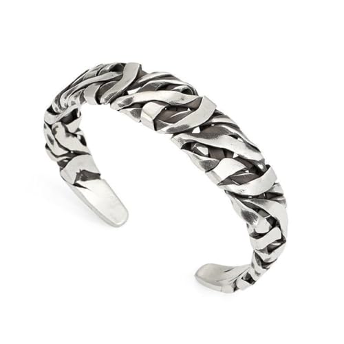 AYVRUOP Pulsera vintage para hombre, textura tejida electrochapada, abertura ajustable, conveniente para el aire libre y el ocio