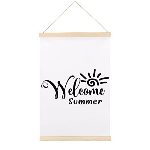 Inspirational Quotes Magnetic Poster Frame Hanger, Wooden Frame & Canvas Poster Hangers, Welcome Summer Wooden Magnet Posters Hanging Kit Canvas Artwork,(Teak Wood, 12") #TOP6