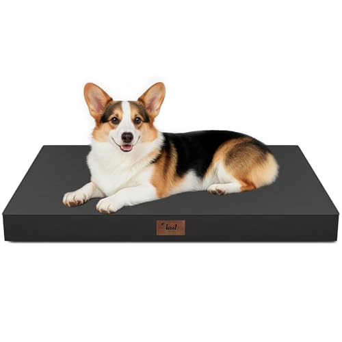 Image of Orthopedic Dog Bed for Large Dogs, Big Waterproof Washable Dog Bed for Large Sized Dogs with Egg Crate Foam Pet Bed Mat, Removable Oxford Cooling Cover, Black