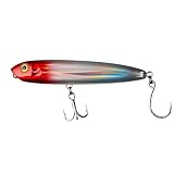 Game On! X-Walk Topwater Lure 6', 2 oz (Red/Silver) - Durable Saltwater Fishing Lures - Cupped-Face Design - Dual Rattle Chambers for Enticing Sound - Perfectly Balanced for Long-Distance Casting