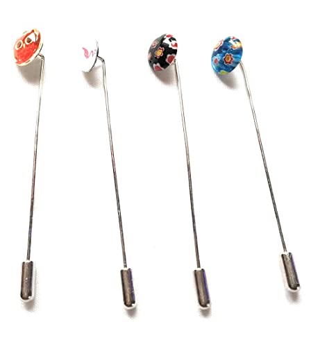 Epingles à cravates en métal, cabochon en verre, chouette, pélican, Millefiori (Chouette orange sur fond jaune) – vue 6