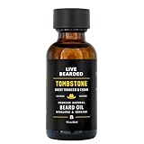 Live Bearded Beard Oil, 1 fl oz - Premium All-Natural Jojoba - Made in the USA - Hair and Skin Care for Men with Dry, Flaky Patches | Tombstone Scent - Sweet Tobacco, Cedar