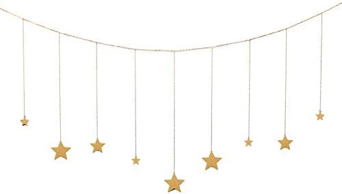 OCIOLI Stars Garland with Chains Boho Hanging Ornaments Art Room Decor for Wedding Home Office Nursery Room Dorm (Gold Stars)