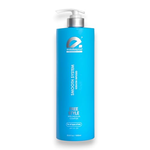 EvolutionProof Free Style Smoothing System – Formaldehyde-Free Keratin Treatment with Argan, Macadamia & Coconut Oils – Frizz Control, Repair & Shine – 33.8 oz