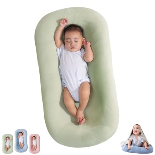 Veayiik Baby Lounger - Baby Lounger for Newborn, Baby Lounger Pillow, Breathable & Soft, Portable Infant Lounger for Baby Home and Travel (Green)