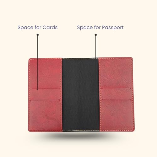 Image of YOUR GIFT STUDIO Customized Passport Holder | Personalised Passport Cover Wedding Anniversary Marriage Gifts for Couple Friend Husband Wife (Wine)