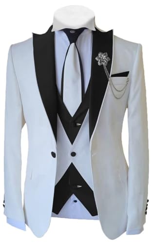Mens Suit 3 Piece Suits for Men One Button Slim Fit Formal Wedding Prom Suits Blazer Vest Pants Tuxedo Set UOU622