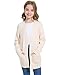 WULFUL Girls Long Sleeve Cardigan Kids Casual Open Front Oversized Sweater with Pockets White