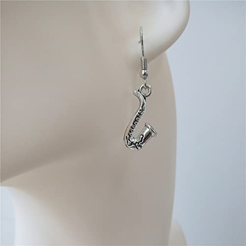 WYGUYO Saxophone Earrings, Music Charm Jewelry, Tiny Musical Instrument Earrings, Sax Pendant