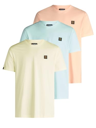 riverso Tshirt Herren Regular Fit RIVGino 3er Set Pack Rundhals Kurzarm Sommer Tee Shirt Logo, Größe:XL, Farbe:Pack 5 (Yellow, Peach, Mint) – Ansicht 1