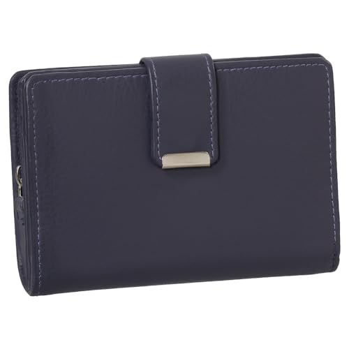 Ledershop24 RFID Damen Leder Geldbörse Portemonnaie Geldbeutel - Geschenkset + exklusiven Schlüsselanhänger - Farbe Dunkelblau