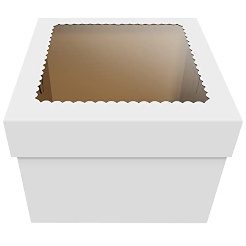 Tall Cake Boxes with Window10 x 10 x 8in,White Bakery Boxes,Disposable Cake Containers, Dessert Boxes Pack of 15 (10 x10 x 8inch) by SAROO - Used condition - Image 6