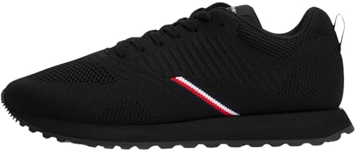 Tommy Hilfiger Runner Sneaker Hombre New Eva Knit Low Top, Negro (Black), 43