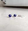 Pierre Lapis Lazuli Naturelle Argent Sterling 925 6 MM Ronde Couleur Bleu Foncé Pierre de Guérison Boucles d'oreilles Minimalistes pour Femmes & Filles #4