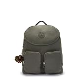 Kipling Fiona M feminina, alças ajustáveis, fecho de aba, alça de transporte superior, mochila, verde campo, 33 cm C x 33 cm A x 15 cm P, Campo verde, 13.25''L x 13.25''H x 6''D, Kipling Mochila