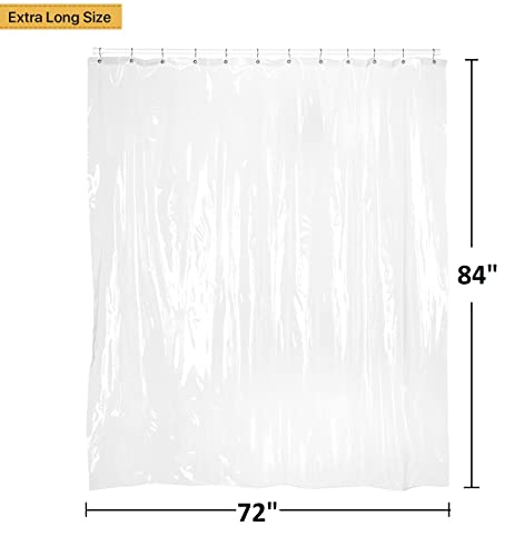 Ben & Jonah Super Clear Extra Long And Heavy 10 Gauge Peva Shower Curtain Liner With Metal Grommets (72" X 84") #TOP2