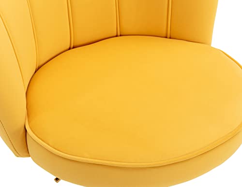 Kmax Velvet Bar Stools Swivel Height Adjustable Counter Stools With Golden Base Nailhead Footrest Petal Back For Kitchen Island, Set Of 2- Yellow #TOP5