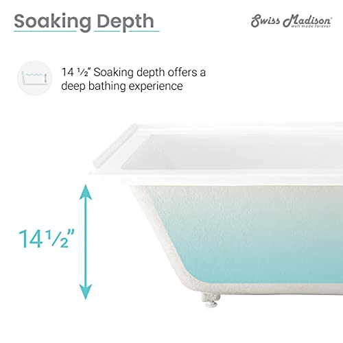 Swiss Madison Well Made Forever Sm-Ab563, Voltaire 54 In X 30 In Acrylic Glossy White, Alcove, Integral Right-Hand Drain, Bathtub #TOP7