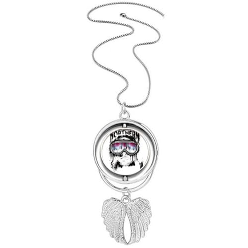 Collier avec pendentif lunettes de ski et ailes d'ange graffiti, finitions de haute précision