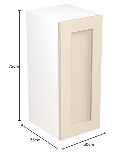 Kitchen Kit Flatpack Wall Cabinet - Shaker Door - Screwless Quick Build Kitchen Unit - Wall Mounted Unit - 300x720mm - Cashmere Matt - Image 3