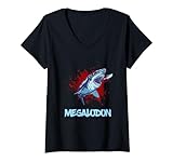 donna megalodon squalo gigante cool megalodon amante paleontologo maglietta con collo a v