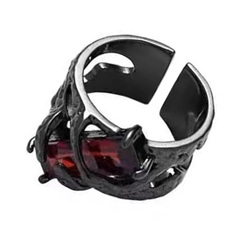 AOOOWER ゴシッククリスタルリキッドメタルリング エッジの効いた黒とげ 調節可能なジルコン オープンリング スタイリッシュジュエリー ファッション用, 3.9x2.73in, 金属, 宝石なし