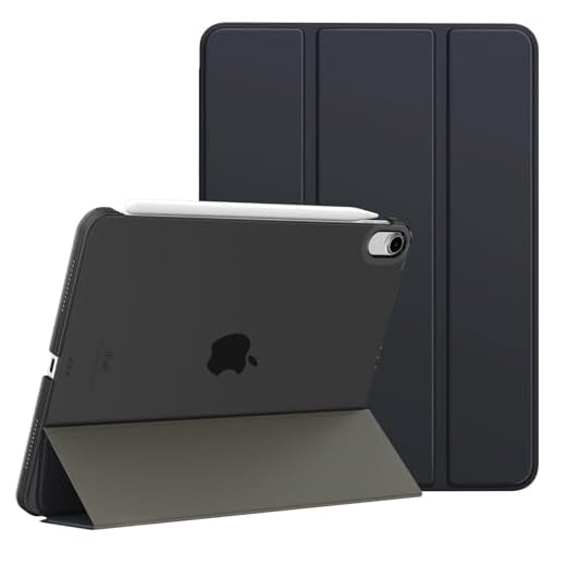 MoKo Fodral passar nytt iPad Air 4 fodral 10,9 tum, iPad Air 4:e generationen 2020 smalt lätt stativ skal med genomskinligt frostat bakskydd för iPad Air 4, automatisk uppvaknings- och sömnfunktion. Rymdgrå