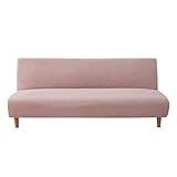 Armless Sofa Bed Slipcover Couch Cover Without Armrests Stretch Folding Futon Cover Elastic Removable (Color : Pink, Size : L(160-190cm))