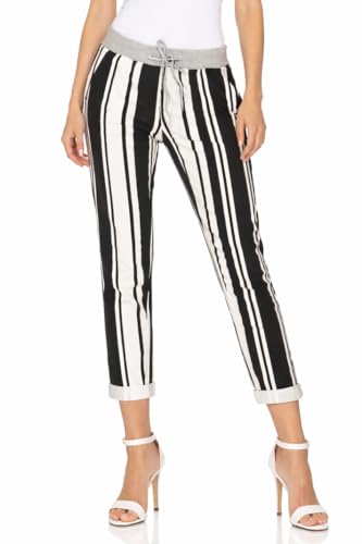 Mississhop 287 Damen Hose Cargohose Blumen Sweatpants Jogginghose Baumwolle Freizeithose Boyfriend gestreift 290