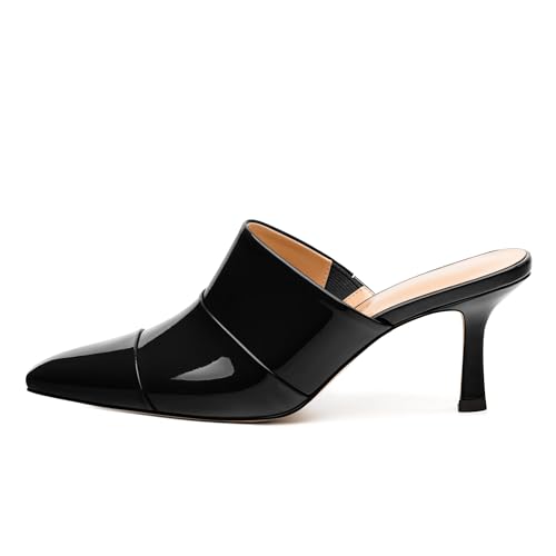 Women's Heeled Sandal, Square Closed Toe Mid Stiletto Heels, Slip On Fashion Comfort Casual Working Dress Slide Sandals for Women2