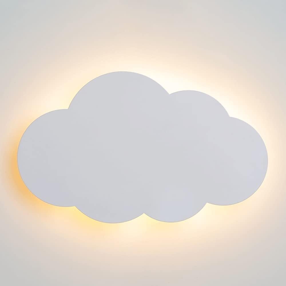 HXYSXHJUO White Cloud-Shaped Wall Light Children's Room Decorative Lamp Ultra-Thin Metal Lantern with Acrylic Lampshade for Bedroom Bedside Living Study Room(Warm light)