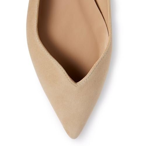 Milooey shoes Women's Pointy Toe Ballet Flats Shoes Chunky Low Heels Pumps Slip On Dressy Casual Daily Outfit Shoes Size 4-16 US2