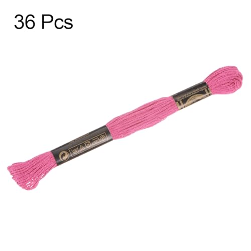 Image of HARFINGTON 3pcs 12 Skeins Embroidery Floss 8.75yds(8m) Egyptian Long-Staple Cotton Cross Stitch Thread for Sewing DIY Bracelet Yarn String and Crafts, Peach Pink(63806)